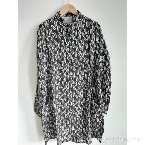 Standing Collar Shirts Ladies Printed Long-Sleeved Shirts With Standing Collar Supplier